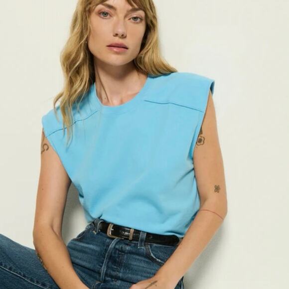 Nation Ltd Perry Day Dream Blue Muscle Tank XS Organic Cotton - Picture 8 of 8